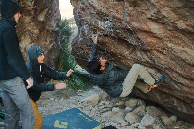 Bouldering in Hueco Tanks on 01/19/2020 with Blue Lizard Climbing and Yoga

Filename: SRM_20200119_1832250.jpg
Aperture: f/2.8
Shutter Speed: 1/250
Body: Canon EOS-1D Mark II
Lens: Canon EF 50mm f/1.8 II