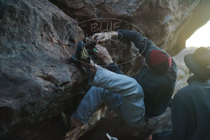 Bouldering in Hueco Tanks on 01/19/2020 with Blue Lizard Climbing and Yoga

Filename: SRM_20200119_1835550.jpg
Aperture: f/2.2
Shutter Speed: 1/250
Body: Canon EOS-1D Mark II
Lens: Canon EF 50mm f/1.8 II