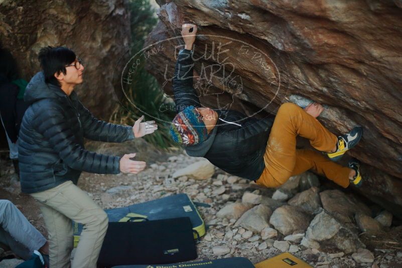 Bouldering in Hueco Tanks on 01/19/2020 with Blue Lizard Climbing and Yoga

Filename: SRM_20200119_1840530.jpg
Aperture: f/1.8
Shutter Speed: 1/250
Body: Canon EOS-1D Mark II
Lens: Canon EF 50mm f/1.8 II