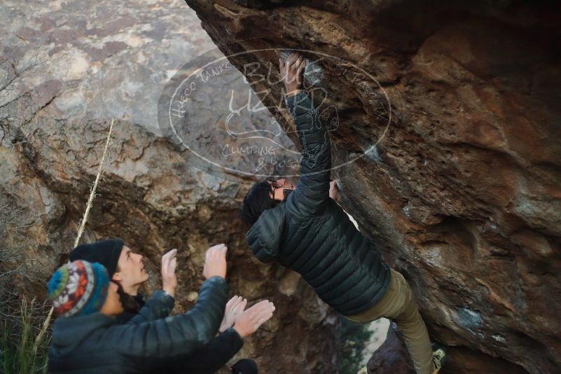Bouldering in Hueco Tanks on 01/19/2020 with Blue Lizard Climbing and Yoga

Filename: SRM_20200119_1841550.jpg
Aperture: f/2.0
Shutter Speed: 1/250
Body: Canon EOS-1D Mark II
Lens: Canon EF 50mm f/1.8 II