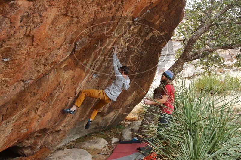 Bouldering in Hueco Tanks on 01/27/2020 with Blue Lizard Climbing and Yoga

Filename: SRM_20200127_1523350.jpg
Aperture: f/6.3
Shutter Speed: 1/250
Body: Canon EOS-1D Mark II
Lens: Canon EF 16-35mm f/2.8 L