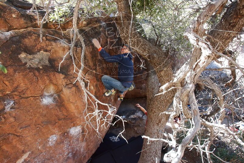 Bouldering in Hueco Tanks on 02/08/2020 with Blue Lizard Climbing and Yoga

Filename: SRM_20200208_1123010.jpg
Aperture: f/5.6
Shutter Speed: 1/250
Body: Canon EOS-1D Mark II
Lens: Canon EF 16-35mm f/2.8 L