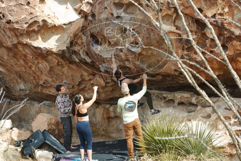Bouldering in Hueco Tanks on 02/17/2020 with Blue Lizard Climbing and Yoga

Filename: SRM_20200217_1245020.jpg
Aperture: f/4.5
Shutter Speed: 1/400
Body: Canon EOS-1D Mark II
Lens: Canon EF 50mm f/1.8 II