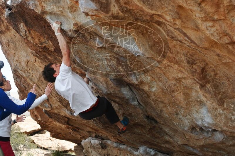 Bouldering in Hueco Tanks on 02/17/2020 with Blue Lizard Climbing and Yoga

Filename: SRM_20200217_1331080.jpg
Aperture: f/4.5
Shutter Speed: 1/400
Body: Canon EOS-1D Mark II
Lens: Canon EF 50mm f/1.8 II