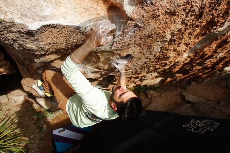 Bouldering in Hueco Tanks on 02/17/2020 with Blue Lizard Climbing and Yoga

Filename: SRM_20200217_1626090.jpg
Aperture: f/4.5
Shutter Speed: 1/500
Body: Canon EOS-1D Mark II
Lens: Canon EF 16-35mm f/2.8 L