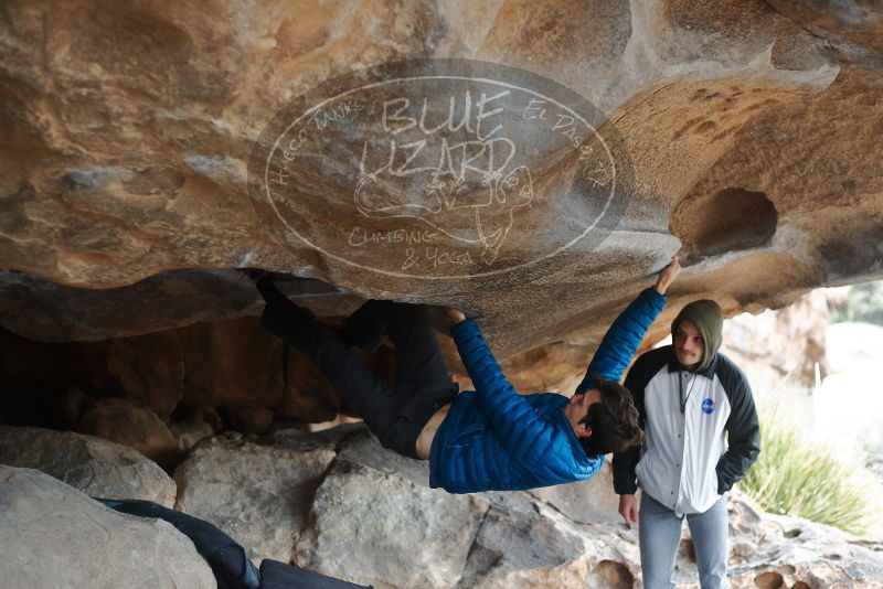 Bouldering in Hueco Tanks on 02/21/2020 with Blue Lizard Climbing and Yoga

Filename: SRM_20200221_1028310.jpg
Aperture: f/2.5
Shutter Speed: 1/320
Body: Canon EOS-1D Mark II
Lens: Canon EF 50mm f/1.8 II