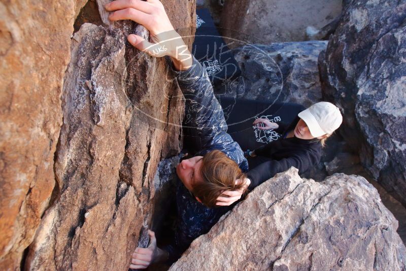 Bouldering in Hueco Tanks on 02/25/2020 with Blue Lizard Climbing and Yoga

Filename: SRM_20200225_1113530.jpg
Aperture: f/6.3
Shutter Speed: 1/250
Body: Canon EOS-1D Mark II
Lens: Canon EF 16-35mm f/2.8 L