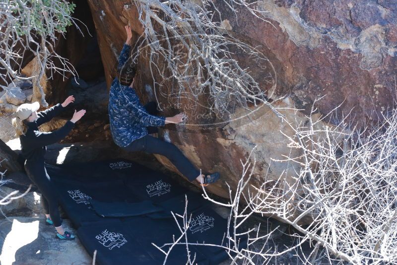 Bouldering in Hueco Tanks on 02/25/2020 with Blue Lizard Climbing and Yoga

Filename: SRM_20200225_1141050.jpg
Aperture: f/4.5
Shutter Speed: 1/250
Body: Canon EOS-1D Mark II
Lens: Canon EF 50mm f/1.8 II