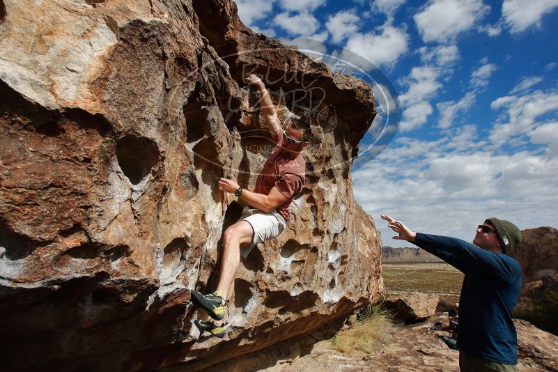 Bouldering in Hueco Tanks on 02/29/2020 with Blue Lizard Climbing and Yoga

Filename: SRM_20200229_1122150.jpg
Aperture: f/10.0
Shutter Speed: 1/320
Body: Canon EOS-1D Mark II
Lens: Canon EF 16-35mm f/2.8 L