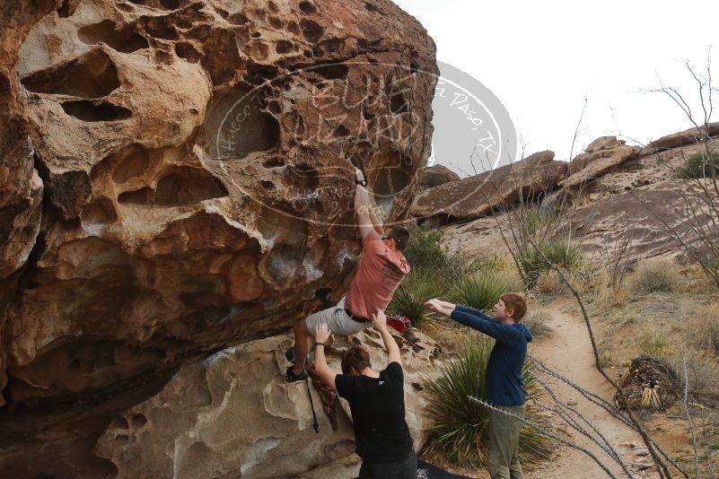 Bouldering in Hueco Tanks on 02/29/2020 with Blue Lizard Climbing and Yoga

Filename: SRM_20200229_1652380.jpg
Aperture: f/7.1
Shutter Speed: 1/400
Body: Canon EOS-1D Mark II
Lens: Canon EF 16-35mm f/2.8 L