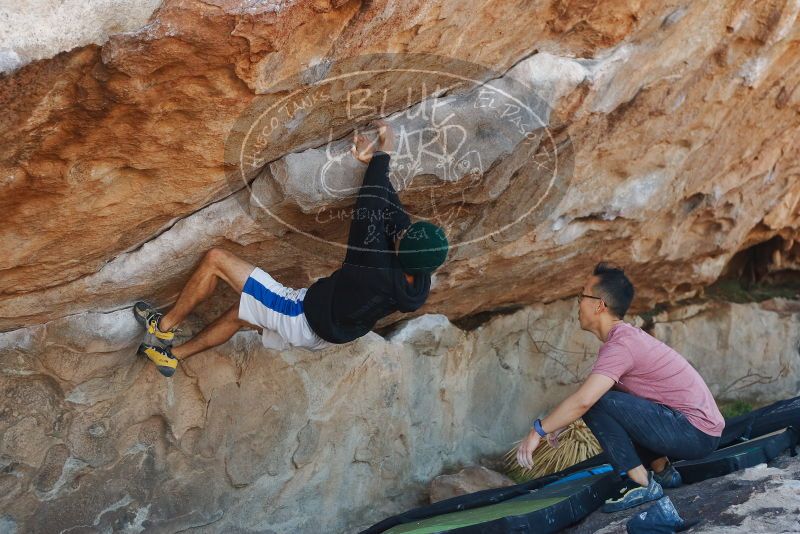 Bouldering in Hueco Tanks on 03/16/2020 with Blue Lizard Climbing and Yoga

Filename: SRM_20200316_1040350.jpg
Aperture: f/4.0
Shutter Speed: 1/500
Body: Canon EOS-1D Mark II
Lens: Canon EF 50mm f/1.8 II