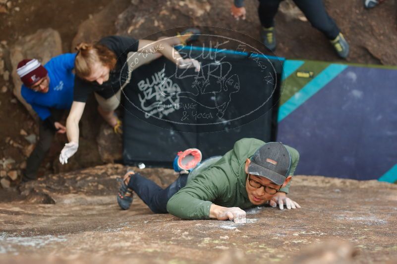 Bouldering in Hueco Tanks on 03/15/2020 with Blue Lizard Climbing and Yoga

Filename: SRM_20200315_1108190.jpg
Aperture: f/2.8
Shutter Speed: 1/640
Body: Canon EOS-1D Mark II
Lens: Canon EF 50mm f/1.8 II