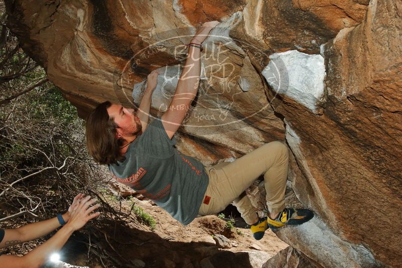Bouldering in Hueco Tanks on 03/15/2020 with Blue Lizard Climbing and Yoga

Filename: SRM_20200315_1436540.jpg
Aperture: f/8.0
Shutter Speed: 1/250
Body: Canon EOS-1D Mark II
Lens: Canon EF 16-35mm f/2.8 L