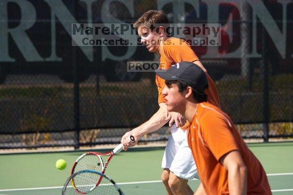 Luis Diaz Barriga and Bernhard Deussner.  The University of Texas (UT) men's tennis team defeated Georgia Tech (GT) Saturday, February 24, 2007..

Filename: SRM_20070224_1346280.jpg
Aperture: f/5.0
Shutter Speed: 1/1000
Body: Canon EOS-1D Mark II
Lens: Canon EF 80-200mm f/2.8 L