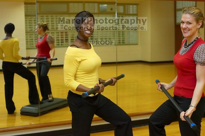 Sarah Jordan and Roz Jones both work at Gregory Gym, mainly organizing and instructing aerobics classes.

Filename: SRM_20080218_0913108.jpg
Aperture: f/3.5
Shutter Speed: 1/200
Body: Canon EOS-1D Mark II
Lens: Canon EF 50mm f/1.8 II