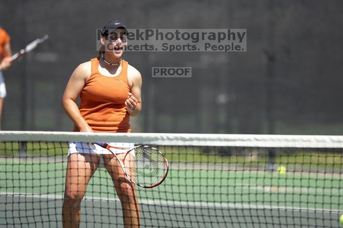 First doubles UT sophomore Vanja Corovic and UT junior Marija Milic defeated CSUS sophomore Aileen Tsan and CSUS junior Anastassia Lyssenko 8-3.  The University of Texas defeated Sacramento State on Saturday, March 22, 2008.

Filename: SRM_20080322_1138208.jpg
Aperture: f/2.8
Shutter Speed: 1/3200
Body: Canon EOS-1D Mark II
Lens: Canon EF 300mm f/2.8 L IS