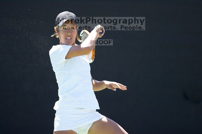 Third singles UT sophomore Stephanie Davison defeated CSUS junior Luba Schifris 7-5, 5-7, 16-14.  The University of Texas defeated Sacramento State on Saturday, March 22, 2008.

Filename: SRM_20080322_1322343.jpg
Aperture: f/2.8
Shutter Speed: 1/2000
Body: Canon EOS-1D Mark II
Lens: Canon EF 300mm f/2.8 L IS