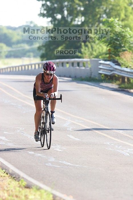 Beth Marek (bib #81) of Austin placed 4 in her age group (F 30-34) with an overall time of 01:46:51 at The Howdy Du duathlon in Berry Springs Park, Georgetown, Sunday July 6, 2008.

Filename: SRM_20080706_0814188.jpg
Aperture: f/5.6
Shutter Speed: 1/640
Body: Canon EOS 20D
Lens: Canon EF 300mm f/2.8 L IS