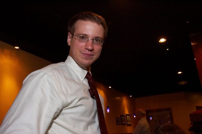 Rehearsal dinner at the Capital Ale House for Emily Marek and James Oyan's wedding, Friday, July 11, 2008.

Filename: SRM_20080711_1731282.jpg
Aperture: f/5.6
Shutter Speed: 1/50
Body: Canon EOS-1D Mark II
Lens: Canon EF 16-35mm f/2.8 L