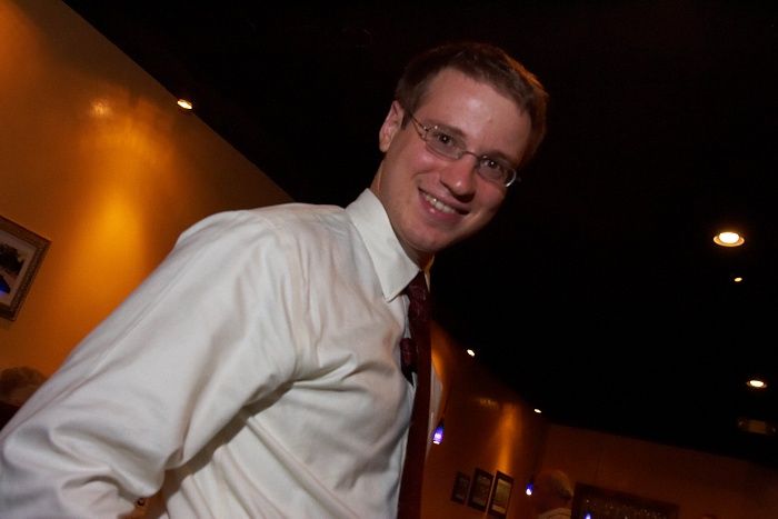 Rehearsal dinner at the Capital Ale House for Emily Marek and James Oyan's wedding, Friday, July 11, 2008.

Filename: SRM_20080711_1731303.jpg
Aperture: f/5.6
Shutter Speed: 1/50
Body: Canon EOS-1D Mark II
Lens: Canon EF 16-35mm f/2.8 L