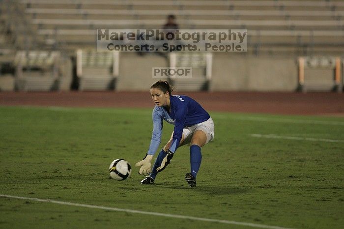 UT senior Dianna Pfenninger (#8, Goalkeeper) scoops up the ball.  The University of Texas women's soccer team tied 0-0 against the Texas A&M Aggies Friday night, September 27, 2008.

Filename: SRM_20080926_2014420.jpg
Aperture: f/2.8
Shutter Speed: 1/640
Body: Canon EOS-1D Mark II
Lens: Canon EF 300mm f/2.8 L IS