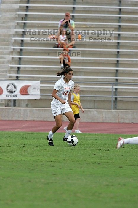 UT senior Stephanie Logterman (#10, Defender) in the second half.  The University of Texas women's soccer team won 2-1 against the Iowa State Cyclones Sunday afternoon, October 5, 2008.

Filename: SRM_20081005_13253489.jpg
Aperture: f/5.6
Shutter Speed: 1/1600
Body: Canon EOS-1D Mark II
Lens: Canon EF 300mm f/2.8 L IS