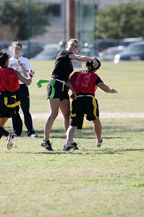 The Cheetahs (chemical engineering team) lost in the Fall 2008 UT flag football intramural championship game on November 9, 2008.

Filename: SRM_20081109_15375023.jpg
Aperture: f/4.0
Shutter Speed: 1/2000
Body: Canon EOS-1D Mark II
Lens: Canon EF 300mm f/2.8 L IS