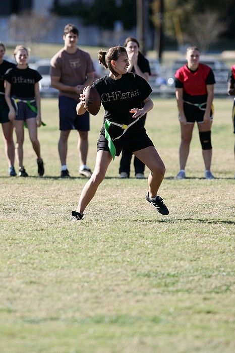 The Cheetahs (chemical engineering team) lost in the Fall 2008 UT flag football intramural championship game on November 9, 2008.

Filename: SRM_20081109_15545435.jpg
Aperture: f/4.0
Shutter Speed: 1/2000
Body: Canon EOS-1D Mark II
Lens: Canon EF 300mm f/2.8 L IS