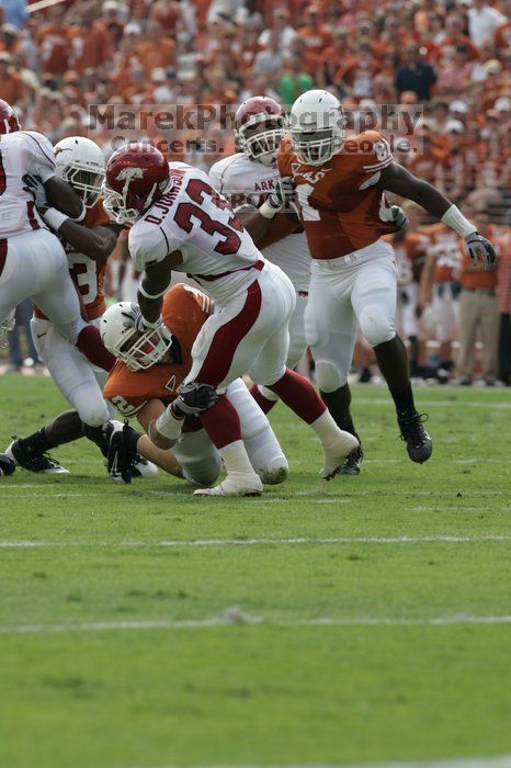 The University of Texas football team defeated the Arkansas Razorbacks with a score of 52-10 in Austin, TX on Saturday, September 27, 2008.

Filename: SRM_20080927_15191473.jpg
Aperture: f/6.3
Shutter Speed: 1/640
Body: Canon EOS-1D Mark II
Lens: Canon EF 300mm f/2.8 L IS