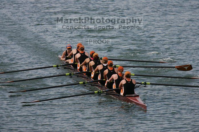 The Texas Rowing second varsity eight team finished with a time of 7:29.5, losing to Wisconsin, which completed the race in 7:15.5. This was the third session of the Longhorn Invitational, Saturday afternoon, March 21, 2009 on Lady Bird Lake.

Filename: SRM_20090321_16283242.jpg
Aperture: f/4.0
Shutter Speed: 1/4000
Body: Canon EOS-1D Mark II
Lens: Canon EF 300mm f/2.8 L IS
