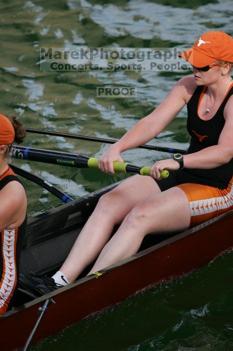 The Texas Rowing second varsity eight team finished with a time of 7:29.5, losing to Wisconsin, which completed the race in 7:15.5. This was the third session of the Longhorn Invitational, Saturday afternoon, March 21, 2009 on Lady Bird Lake.

Filename: SRM_20090321_16285557.jpg
Aperture: f/4.0
Shutter Speed: 1/1250
Body: Canon EOS-1D Mark II
Lens: Canon EF 300mm f/2.8 L IS