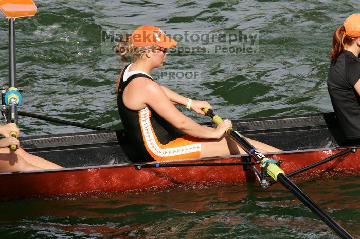 The Texas Rowing second varsity eight team finished with a time of 7:29.5, losing to Wisconsin, which completed the race in 7:15.5. This was the third session of the Longhorn Invitational, Saturday afternoon, March 21, 2009 on Lady Bird Lake.

Filename: SRM_20090321_16350682.jpg
Aperture: f/8.0
Shutter Speed: 1/800
Body: Canon EOS-1D Mark II
Lens: Canon EF 300mm f/2.8 L IS