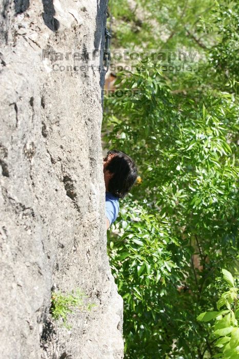 Javier Morales leading up Nose Print on the Windshield (5.11c), shot from the top of Ack! (5.11b, but using the crack for the start instead) that I top roped up with my camera on my back.  It was another long day of rock climbing at Seismic Wall on Austin's Barton Creek Greenbelt, Sunday, April 5, 2009.

Filename: SRM_20090405_13055798.jpg
Aperture: f/5.0
Shutter Speed: 1/400
Body: Canon EOS-1D Mark II
Lens: Canon EF 80-200mm f/2.8 L