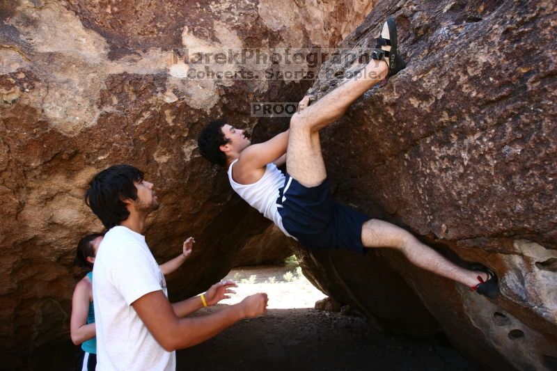 Rock climbing in Hueco Tanks State Park and Historic Site during the Hueco Tanks Awesome Fest 2.0 trip, Saturday, September 04, 2010.

Filename: SRM_20100904_11414715.JPG
Aperture: f/3.5
Shutter Speed: 1/125
Body: Canon EOS 20D
Lens: Canon EF 16-35mm f/2.8 L