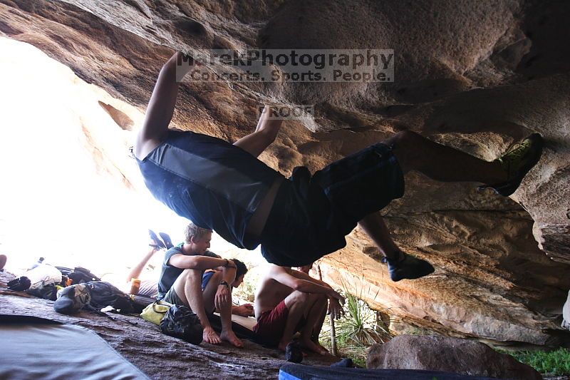 Rock climbing in Hueco Tanks State Park and Historic Site during the Hueco Tanks Awesome Fest 2.0 trip, Sunday, September 05, 2010.

Filename: SRM_20100905_16252266.JPG
Aperture: f/2.8
Shutter Speed: 1/200
Body: Canon EOS 20D
Lens: Canon EF 16-35mm f/2.8 L