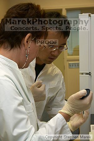 Lilya Matyunina trains new graduate student Masahin Kajita in the Ovarian Cancer Institute lab located in IBB.

Filename: crw_0798_std.jpg
Aperture: f/5.6
Shutter Speed: 1/60
Body: Canon EOS DIGITAL REBEL
Lens: Canon EF-S 18-55mm f/3.5-5.6