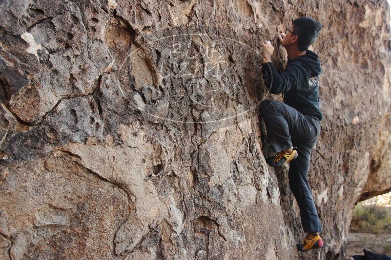 Bouldering in Hueco Tanks on 11/04/2018 with Blue Lizard Climbing and Yoga

Filename: SRM_20181104_1001220.jpg
Aperture: f/5.0
Shutter Speed: 1/250
Body: Canon EOS-1D Mark II
Lens: Canon EF 16-35mm f/2.8 L