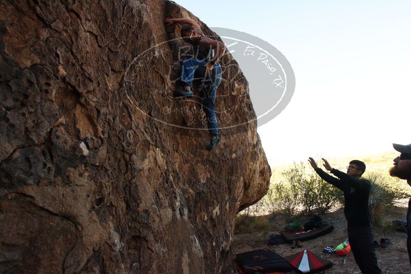 Bouldering in Hueco Tanks on 11/04/2018 with Blue Lizard Climbing and Yoga

Filename: SRM_20181104_1017530.jpg
Aperture: f/5.6
Shutter Speed: 1/800
Body: Canon EOS-1D Mark II
Lens: Canon EF 16-35mm f/2.8 L
