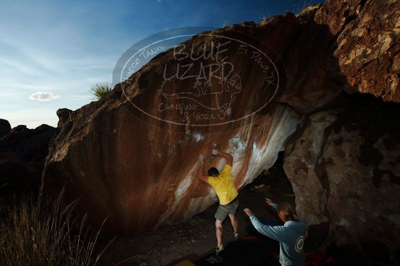 Bouldering in Hueco Tanks on 11/11/2018 with Blue Lizard Climbing and Yoga

Filename: SRM_20181111_1710340.jpg
Aperture: f/8.0
Shutter Speed: 1/250
Body: Canon EOS-1D Mark II
Lens: Canon EF 16-35mm f/2.8 L