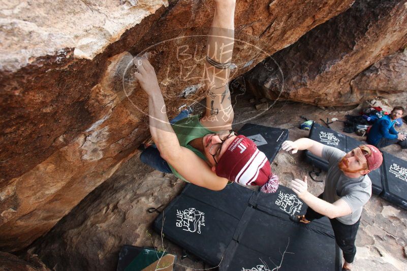 Bouldering in Hueco Tanks on 11/24/2018 with Blue Lizard Climbing and Yoga

Filename: SRM_20181124_1333440.jpg
Aperture: f/7.1
Shutter Speed: 1/250
Body: Canon EOS-1D Mark II
Lens: Canon EF 16-35mm f/2.8 L