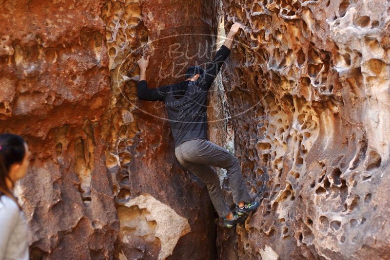 Bouldering in Hueco Tanks on 11/23/2018 with Blue Lizard Climbing and Yoga

Filename: SRM_20181123_1106330.jpg
Aperture: f/2.8
Shutter Speed: 1/125
Body: Canon EOS-1D Mark II
Lens: Canon EF 50mm f/1.8 II