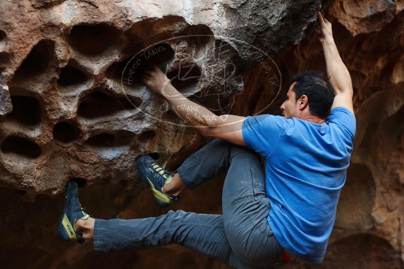 Bouldering in Hueco Tanks on 11/23/2018 with Blue Lizard Climbing and Yoga

Filename: SRM_20181123_1637100.jpg
Aperture: f/3.2
Shutter Speed: 1/250
Body: Canon EOS-1D Mark II
Lens: Canon EF 50mm f/1.8 II