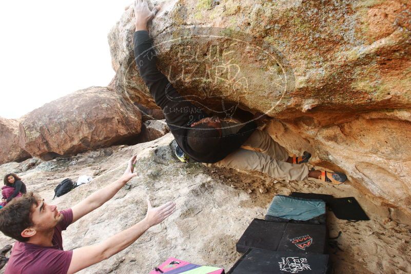 Bouldering in Hueco Tanks on 12/08/2018 with Blue Lizard Climbing and Yoga

Filename: SRM_20181208_1622150.jpg
Aperture: f/5.6
Shutter Speed: 1/250
Body: Canon EOS-1D Mark II
Lens: Canon EF 16-35mm f/2.8 L