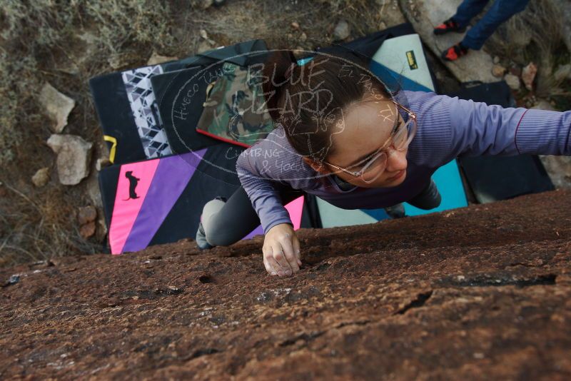 Bouldering in Hueco Tanks on 12/21/2018 with Blue Lizard Climbing and Yoga

Filename: SRM_20181221_1146410.jpg
Aperture: f/6.3
Shutter Speed: 1/200
Body: Canon EOS-1D Mark II
Lens: Canon EF 16-35mm f/2.8 L