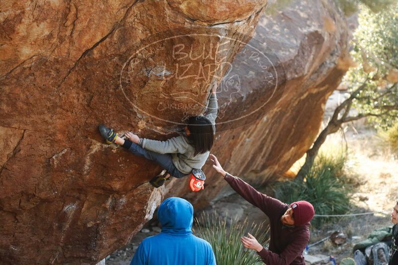 Bouldering in Hueco Tanks on 12/30/2018 with Blue Lizard Climbing and Yoga

Filename: SRM_20181230_1559060.jpg
Aperture: f/3.2
Shutter Speed: 1/400
Body: Canon EOS-1D Mark II
Lens: Canon EF 50mm f/1.8 II
