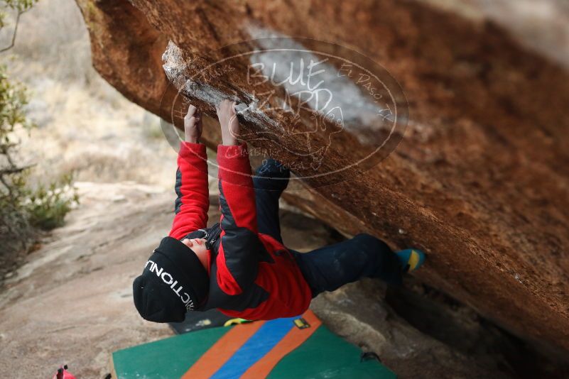 Bouldering in Hueco Tanks on 01/02/2019 with Blue Lizard Climbing and Yoga

Filename: SRM_20190102_1715540.jpg
Aperture: f/3.2
Shutter Speed: 1/250
Body: Canon EOS-1D Mark II
Lens: Canon EF 50mm f/1.8 II