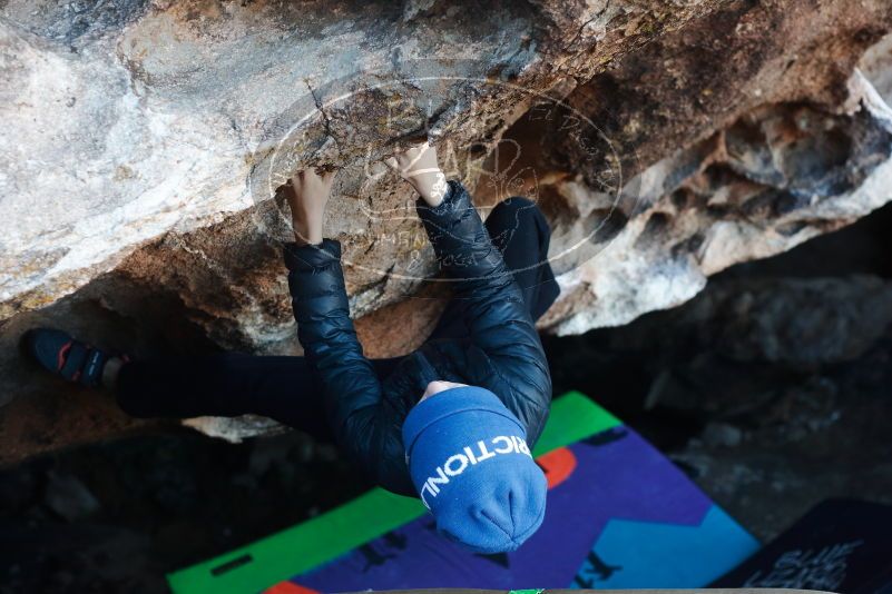 Bouldering in Hueco Tanks on 12/31/2018 with Blue Lizard Climbing and Yoga

Filename: SRM_20181231_1010220.jpg
Aperture: f/3.2
Shutter Speed: 1/250
Body: Canon EOS-1D Mark II
Lens: Canon EF 50mm f/1.8 II