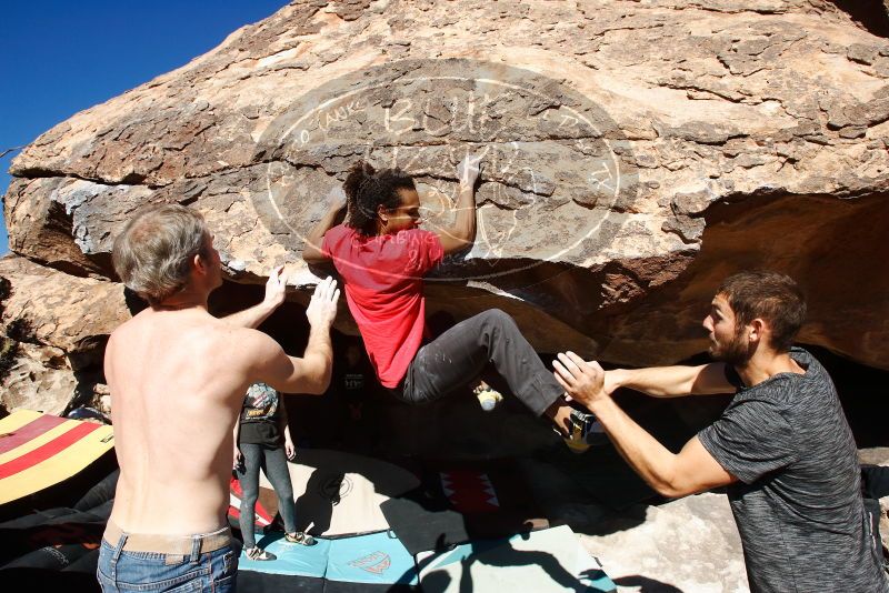 Bouldering in Hueco Tanks on 01/19/2019 with Blue Lizard Climbing and Yoga

Filename: SRM_20190119_1154110.jpg
Aperture: f/9.0
Shutter Speed: 1/800
Body: Canon EOS-1D Mark II
Lens: Canon EF 16-35mm f/2.8 L