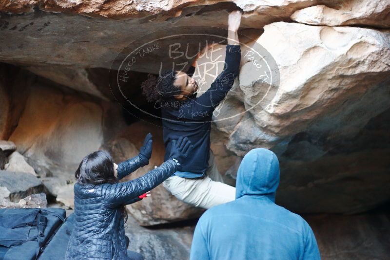 Bouldering in Hueco Tanks on 01/20/2019 with Blue Lizard Climbing and Yoga

Filename: SRM_20190120_1220500.jpg
Aperture: f/2.2
Shutter Speed: 1/250
Body: Canon EOS-1D Mark II
Lens: Canon EF 50mm f/1.8 II