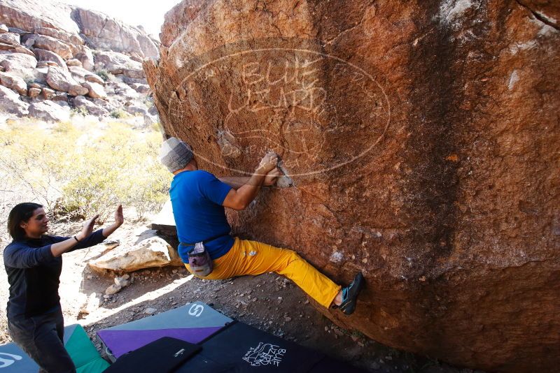 Bouldering in Hueco Tanks on 01/26/2019 with Blue Lizard Climbing and Yoga

Filename: SRM_20190126_1123290.jpg
Aperture: f/5.0
Shutter Speed: 1/250
Body: Canon EOS-1D Mark II
Lens: Canon EF 16-35mm f/2.8 L